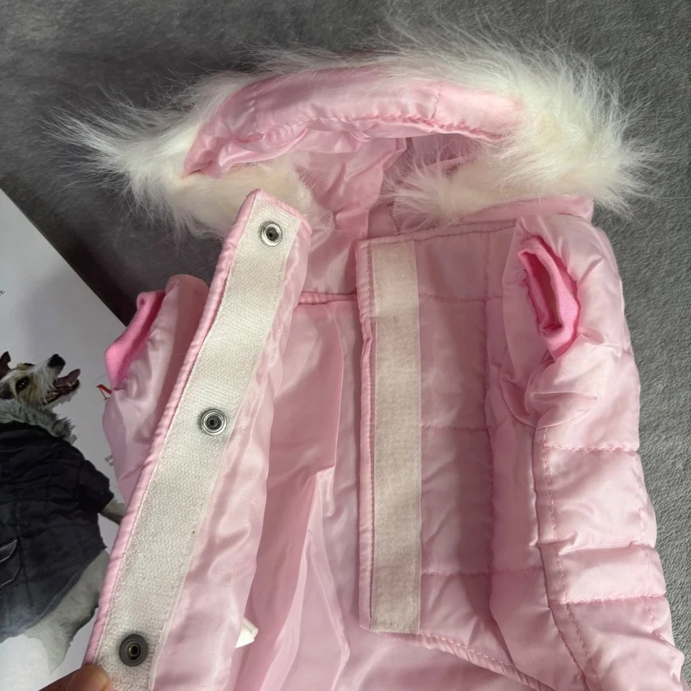 Everest Snow Parka Dog Medium Pink Quilted Faux Fur Hood Water‎ Resist Jacket